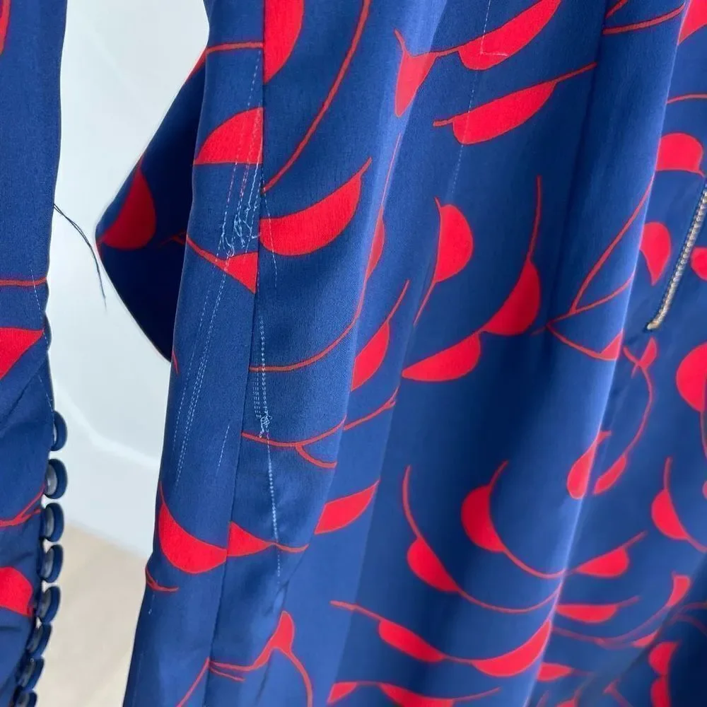Self Portrait Blue Red One Shoulder Ruffle Dress - Picture 9 of 13